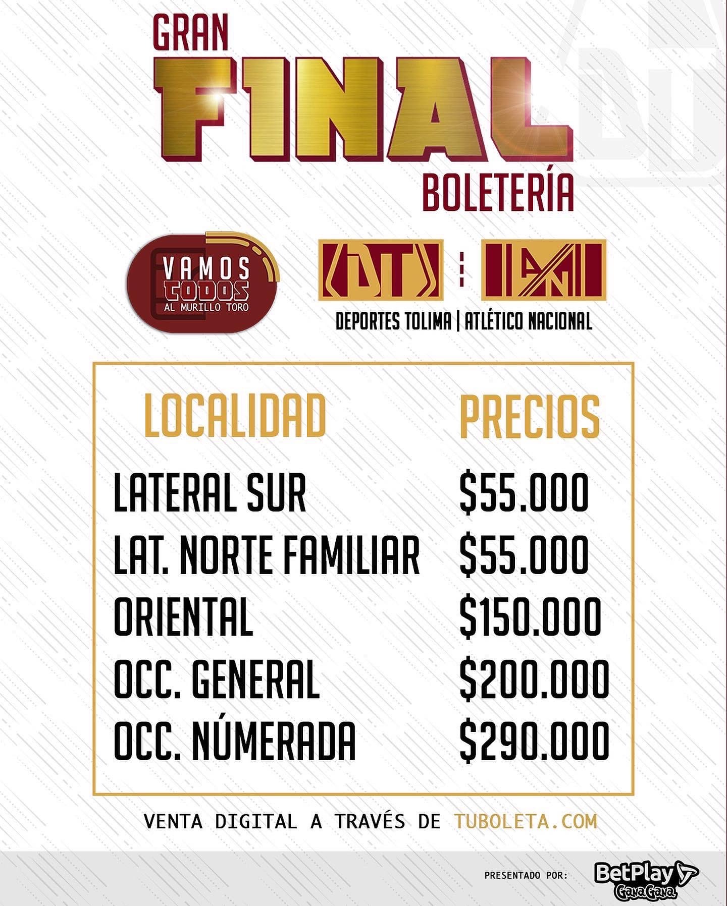 Tolima vs. Nacional: estos son los precios de la boletería para la 